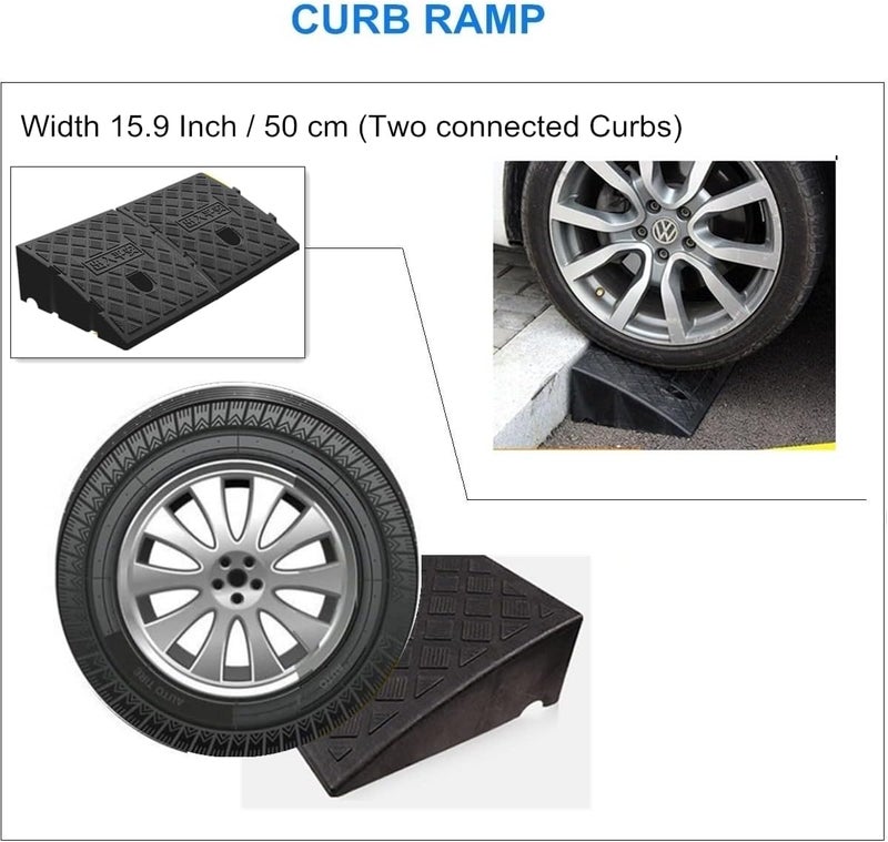Deshitong 2Pack Curb Ramp Black Color, Portable Lightweight Heavy Duty Plastic Driveway Curb Ramps for Low Cars,Motorcycle Ramp,Curb Ramps (4.33 inch High) - Image 4